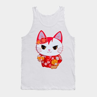 Feline In A Kimono Tank Top